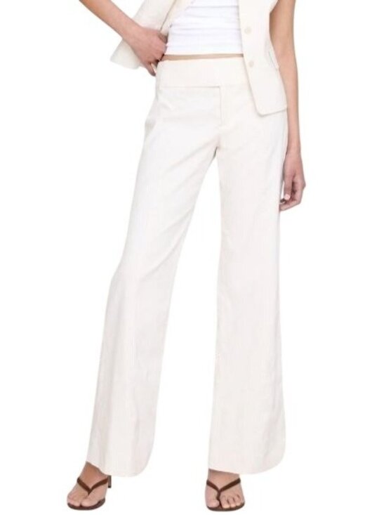 Banana Republic Pants - Banana Republic Stretch Cotton-Linen Blend Straight Leg Pants Women's Size 2
